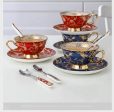 Porcelain Luxury Coffee or Tea Cup Gold Plated Fantasy Style with Saucer and Spoon Hot on Sale