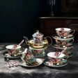 British Style Coffee and Tea Luxury Porcelain 24 karat Gold Plated Set For Sale