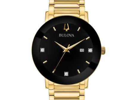 Bulova Futuro Men Gold Diamond Black Dial Modern Watch Online Hot Sale