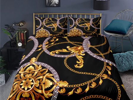 Luxury Versace Style Duvet 3 pic Set With Gold and Black Colors Hot on Sale