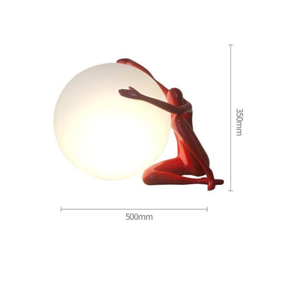 Modern Art Table Lamp Red Abstract Humanoid Holding LED Light Ball Online Hot Sale