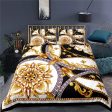 Versace Style Luxury Duvet 3pc Set With Gold White and Black Colors on Sale