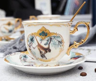 Vintage Style Coffee and Tea Cups Made From Fine Porcelain 24 Karat Gold Plated Sale