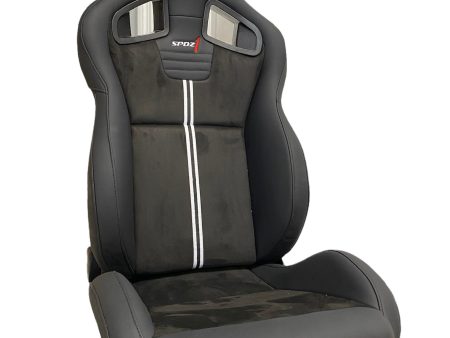 SPDZ1 GT1 Racing Seats Black Leather Black Suede Double Stripe Supply