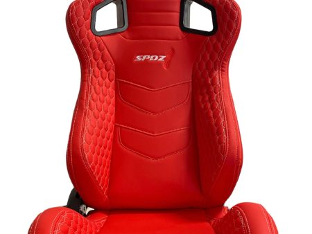 SPDZ1 Katana Racing Seats Red Leather with White Cross Stitch Reclinable Hot on Sale