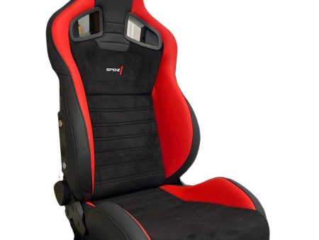 SPDZ1 T1R Racing Seats Black & Red Leather Black Suede Supply